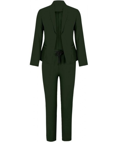 Womens Elegant Solid Color Suit Long Sleeve Cardigan Pockets Top Elastic Straight Leg Official Pants Suits for Ag $27.72 Blazers