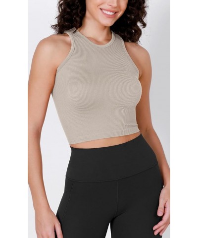 4 Piece Seamless Tank Tops for Women High-Neck Rib-Knit Sleeveless Comfy Tanks Mushroom-1 Pack $8.99 Tanks