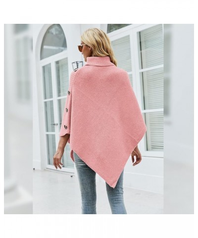 Women Turtleneck Knit Sweater 3/4 Sleeve Asymmetric Hem Oversized Fall Winter Sweaters Casual Pullover Jumper Pink $18.89 Swe...