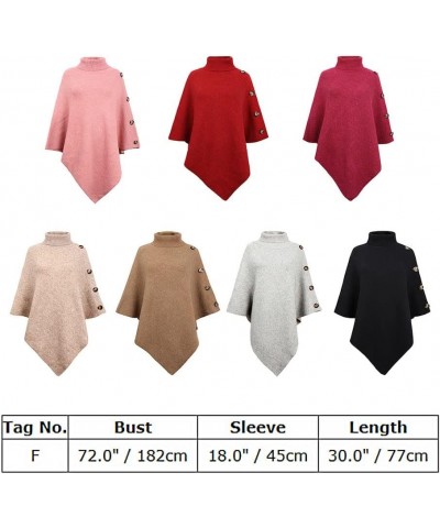 Women Turtleneck Knit Sweater 3/4 Sleeve Asymmetric Hem Oversized Fall Winter Sweaters Casual Pullover Jumper Pink $18.89 Swe...