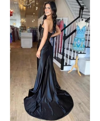 Long Cowl Neck Silk Satin Prom Dresses with High Slit 2024 Mermaid Formal Evening Party Gowns Red $35.09 Dresses