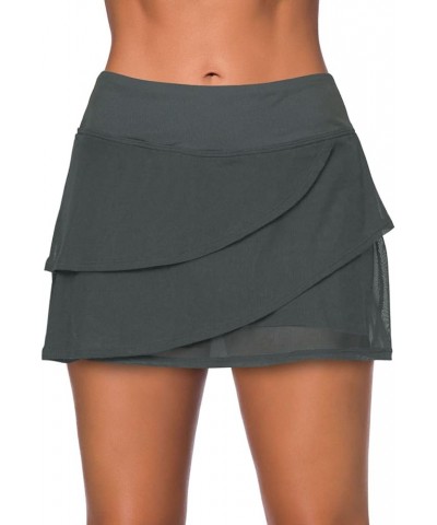 Women's Waistband Layered Swimdress Ruffle Swim Skirt Swimsuit Bottom(Available in Plus) Regular Gray 2011 $14.37 Swimsuits