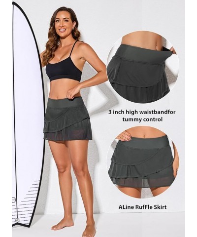 Women's Waistband Layered Swimdress Ruffle Swim Skirt Swimsuit Bottom(Available in Plus) Regular Gray 2011 $14.37 Swimsuits