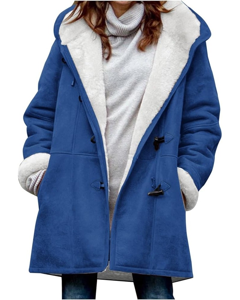 Plus Size Winter Coats for Women Trendy Warm Sherpa Fleece Lined Jackets Faux Suede Wool Hooded Parka Peacoat Outerwear 10-bl...