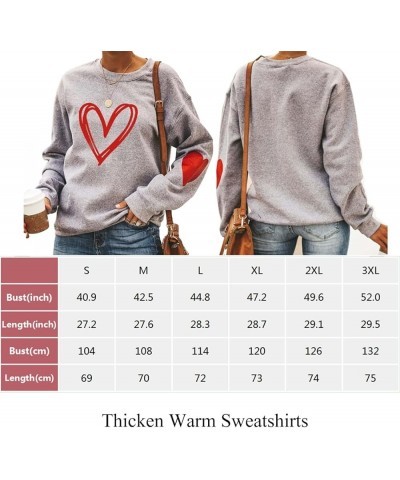 Love Heart Shirt Valentines Day Plus Size Pullover Women Long Sleeve Tops Crewneck Sweatshirts Mother's Day C Love Gray $11.3...