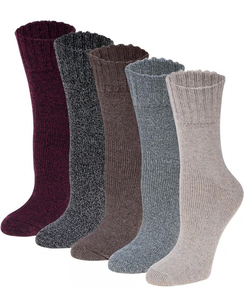 Pack of 5 Womens Winter Socks Warm Thick Knit Wool Soft Vintage Casual Crew Socks Gifts B-wine Red/Black/Brown/Grey/Beige $10...