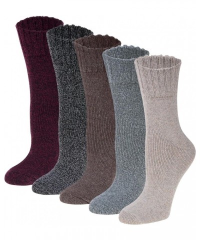 Pack of 5 Womens Winter Socks Warm Thick Knit Wool Soft Vintage Casual Crew Socks Gifts B-wine Red/Black/Brown/Grey/Beige $10...