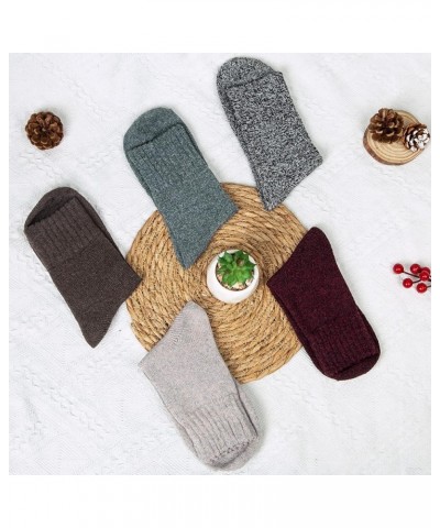 Pack of 5 Womens Winter Socks Warm Thick Knit Wool Soft Vintage Casual Crew Socks Gifts B-wine Red/Black/Brown/Grey/Beige $10...