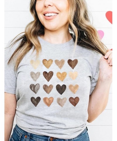 Womens Valentine Shirts Love Heart Graphic Tee T Shirts Teen Girls Cute Graphic T Shirts Tee Top Grey $9.50 T-Shirts