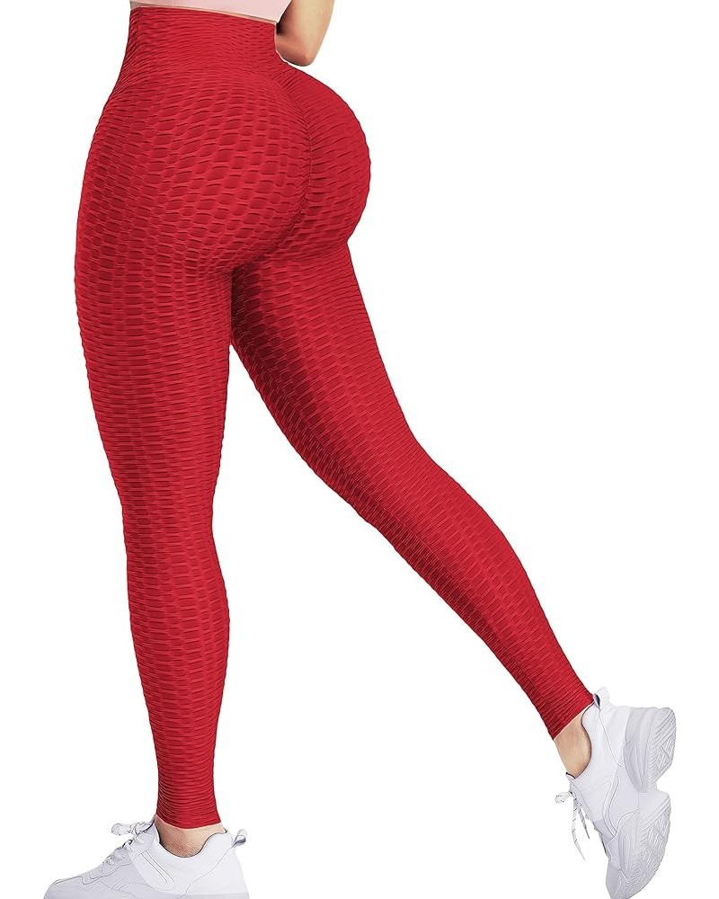 Women's Butt Lifting Yoga Pants Workout Leggings High Waisted Pants Joggers Tights for Yoga Running Red-l $14.84 Leggings