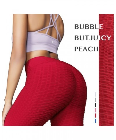 Women's Butt Lifting Yoga Pants Workout Leggings High Waisted Pants Joggers Tights for Yoga Running Red-l $14.84 Leggings