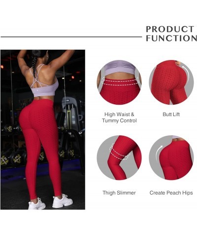 Women's Butt Lifting Yoga Pants Workout Leggings High Waisted Pants Joggers Tights for Yoga Running Red-l $14.84 Leggings