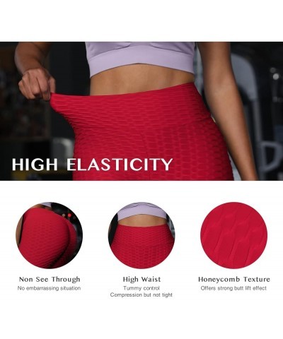 Women's Butt Lifting Yoga Pants Workout Leggings High Waisted Pants Joggers Tights for Yoga Running Red-l $14.84 Leggings