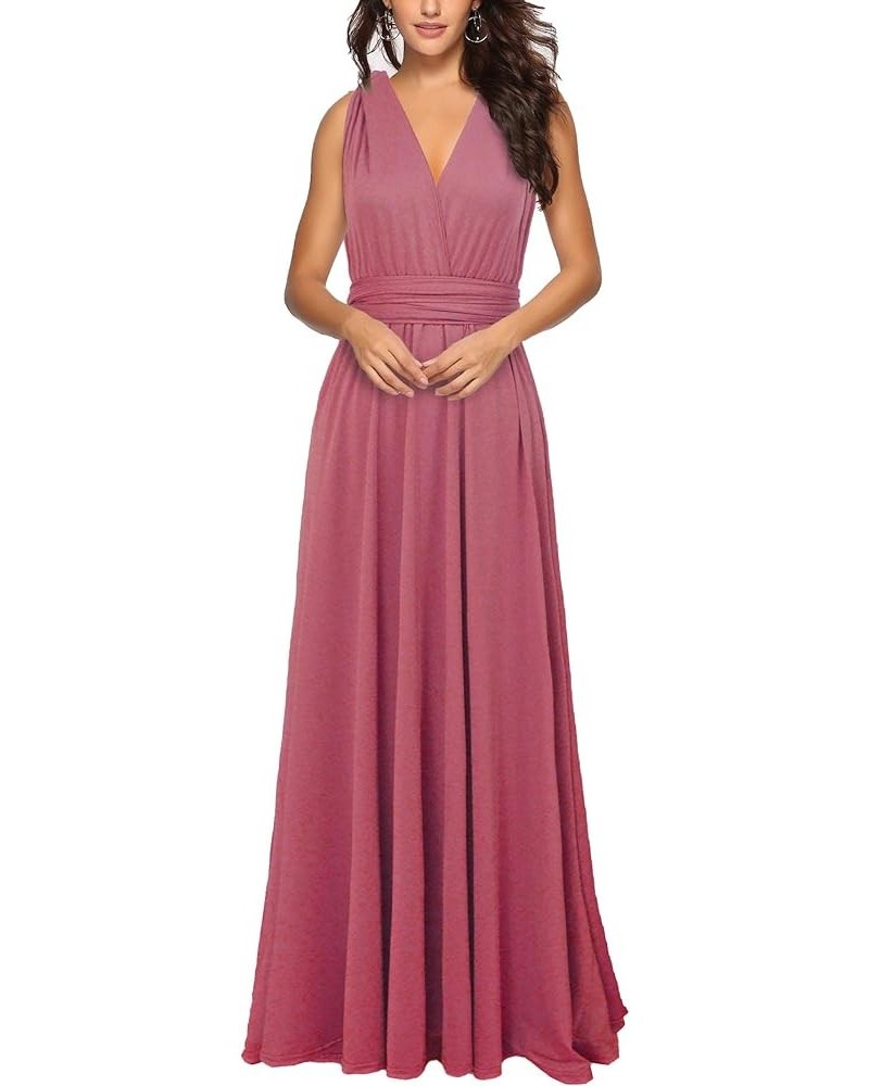 Women's Backless Gown Dress Convertible Multi-Way Wrap Halter Cocktail Dress Bandage Bridesmaid Long Dresses Dusty Pink $19.1...