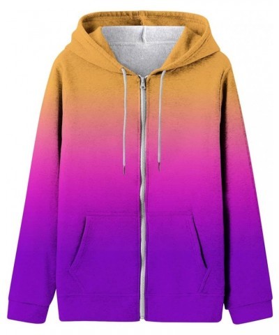 Hoodies For Women,Women'S Oversized Solid Full Zip Jacket Y2K Long Sleeve Hooded Coat With Pockets Sweatshirt 2-purple $13.28...