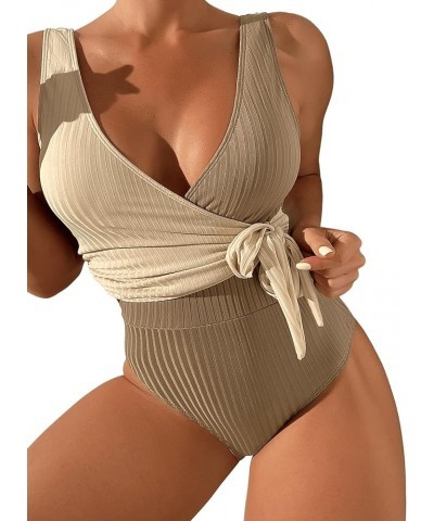 Women's Color Block V Neck Wrap Tie Side Onepiece Swimsuit Bathing Suit Swimwear Monokini Multicoloured Colorblock $18.55 Swi...