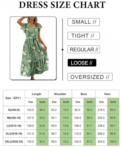 Women's 2023 Summer Casual Wrap V Neck Floral Dress Ruffle Cap Sleeve Elastic Waist Dresses with Pockets EP1 Floral 377 $23.9...