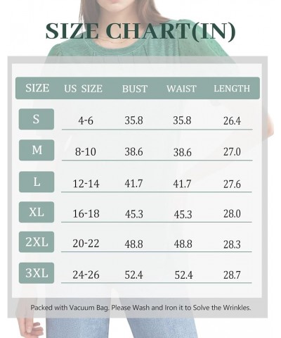 Womens Summer Tops Pleated Swiss Dot Puff Sleeve Crew Neck T Shirts Loose Casual S-3XL G-turquoise $13.24 T-Shirts