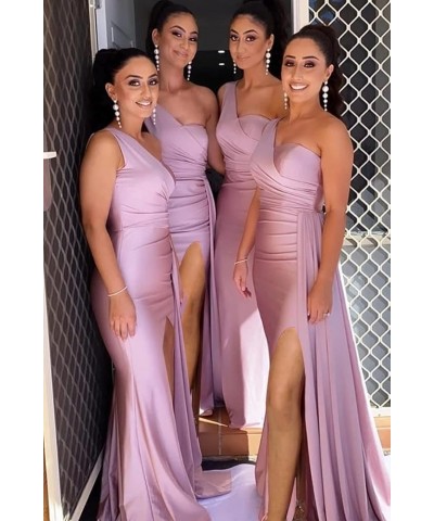 One Shoulder Bridesmaid Dresses Mermaid Prom Dresses Bodycon Wedding Dresses Evening Gowns with Slit RYZ507 Yellow $37.95 Dre...