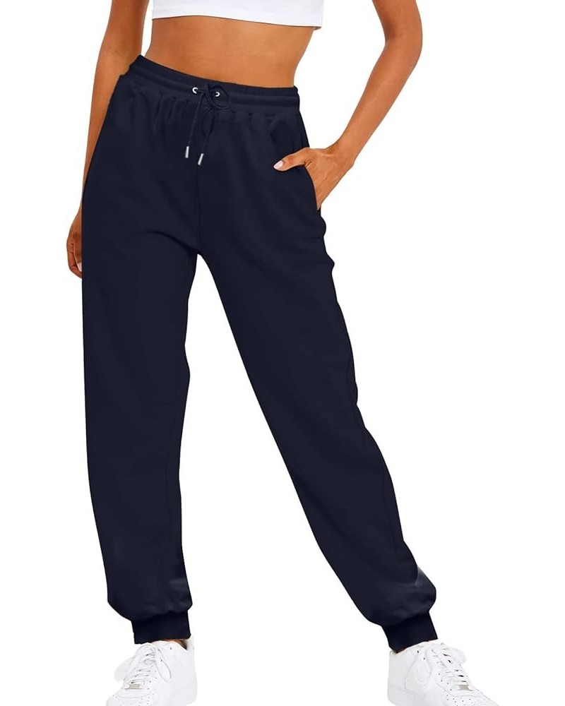 Women Baggy Sweatpants Cinch Bottom Joggers Pants High Waisted Elastic Athletic Fit Lounge Trousers with Pockets Z1-navy $9.3...