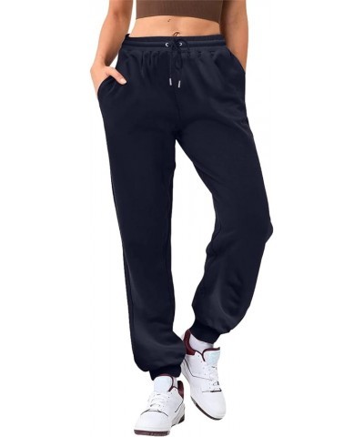 Women Baggy Sweatpants Cinch Bottom Joggers Pants High Waisted Elastic Athletic Fit Lounge Trousers with Pockets Z1-navy $9.3...