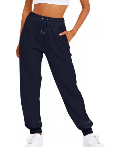 Women Baggy Sweatpants Cinch Bottom Joggers Pants High Waisted Elastic Athletic Fit Lounge Trousers with Pockets Z1-navy $9.3...