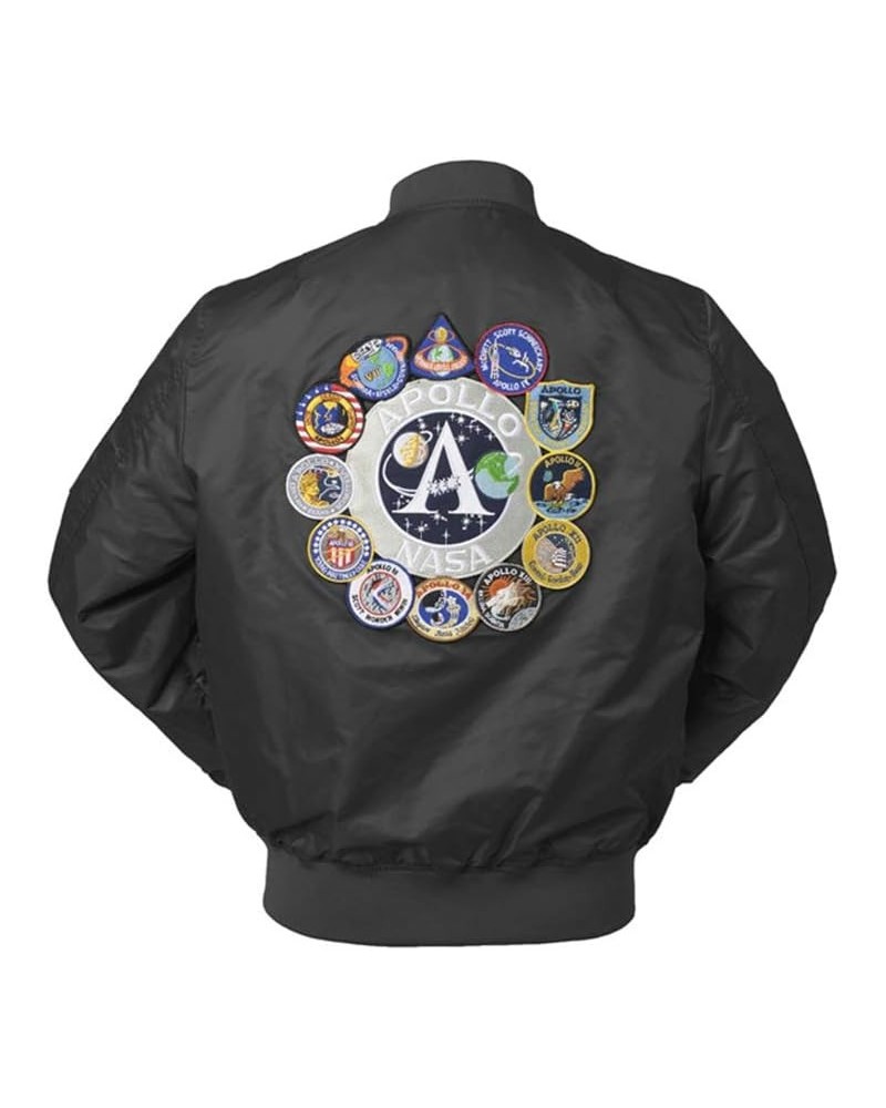 Apollo 11 Patched Lightweight Bomber Flight Jacket Windbreaker Black $26.39 Jackets