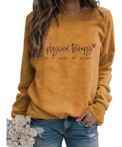 Womens Physical Therapy Sweatshirt Funny Therapist Crewneck Long Sleeve Fall Pullover Top Blouse Yellow $11.61 Hoodies & Swea...