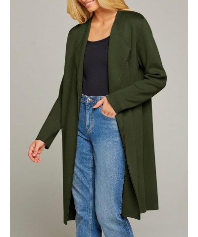 Women's 2023 Long Sleeve Cardigan Sweaters Lapel Open Front Casual Knit Coatigan Jackets Armygreen $21.42 Sweaters