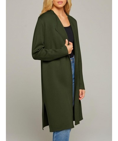 Women's 2023 Long Sleeve Cardigan Sweaters Lapel Open Front Casual Knit Coatigan Jackets Armygreen $21.42 Sweaters