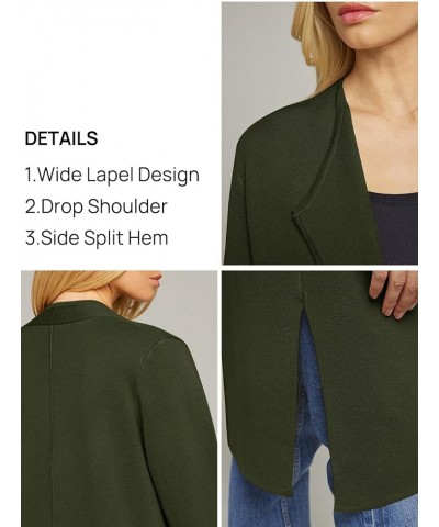 Women's 2023 Long Sleeve Cardigan Sweaters Lapel Open Front Casual Knit Coatigan Jackets Armygreen $21.42 Sweaters