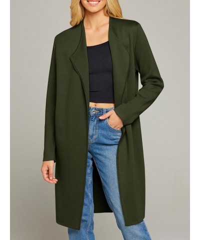 Women's 2023 Long Sleeve Cardigan Sweaters Lapel Open Front Casual Knit Coatigan Jackets Armygreen $21.42 Sweaters