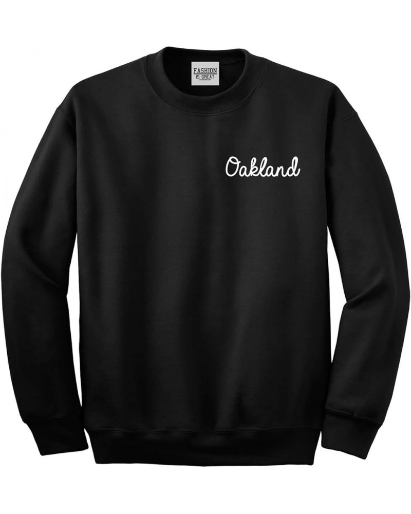 Oakland California CA Script Chest Womens Unisex Crewneck Sweatshirt Black $19.47 Hoodies & Sweatshirts