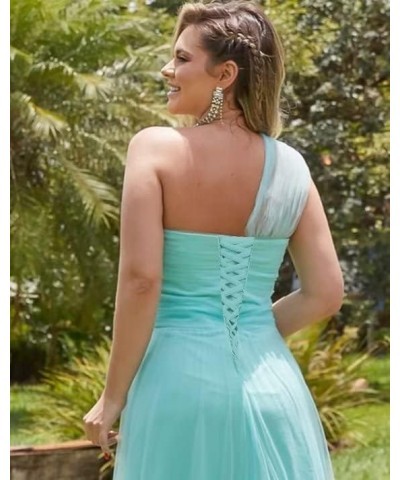 One Shoulder A Line Prom Dresses Split Tulle Ball Gown 2023 Pleated Formal Evening Party Dresses Grey $38.40 Dresses