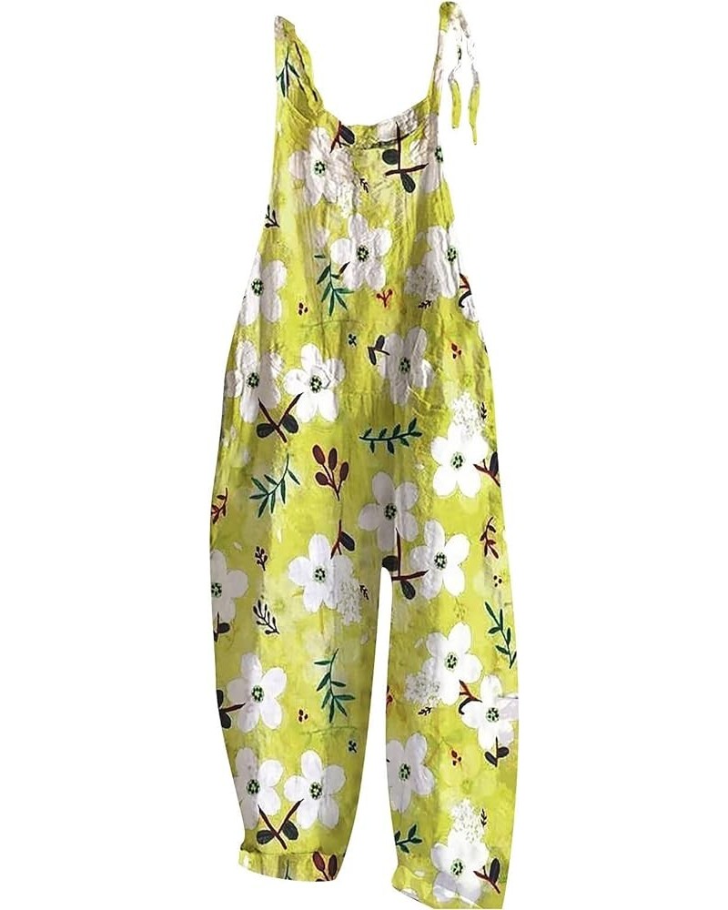 Jumpsuits for Women Dressy 2023 Women Overalls Summer Boho Bib Romper for Women Casual Loose Floral Print Jumpsuit 03-yellow ...