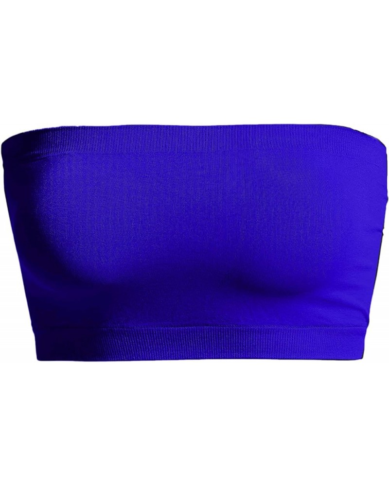 Women's Sexy Crop Top Sleeveless Stretchy Solid Casual Strapless Summer Tube Top Royal Blue $6.75 Lingerie