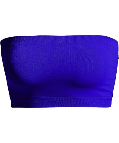 Women's Sexy Crop Top Sleeveless Stretchy Solid Casual Strapless Summer Tube Top Royal Blue $6.75 Lingerie