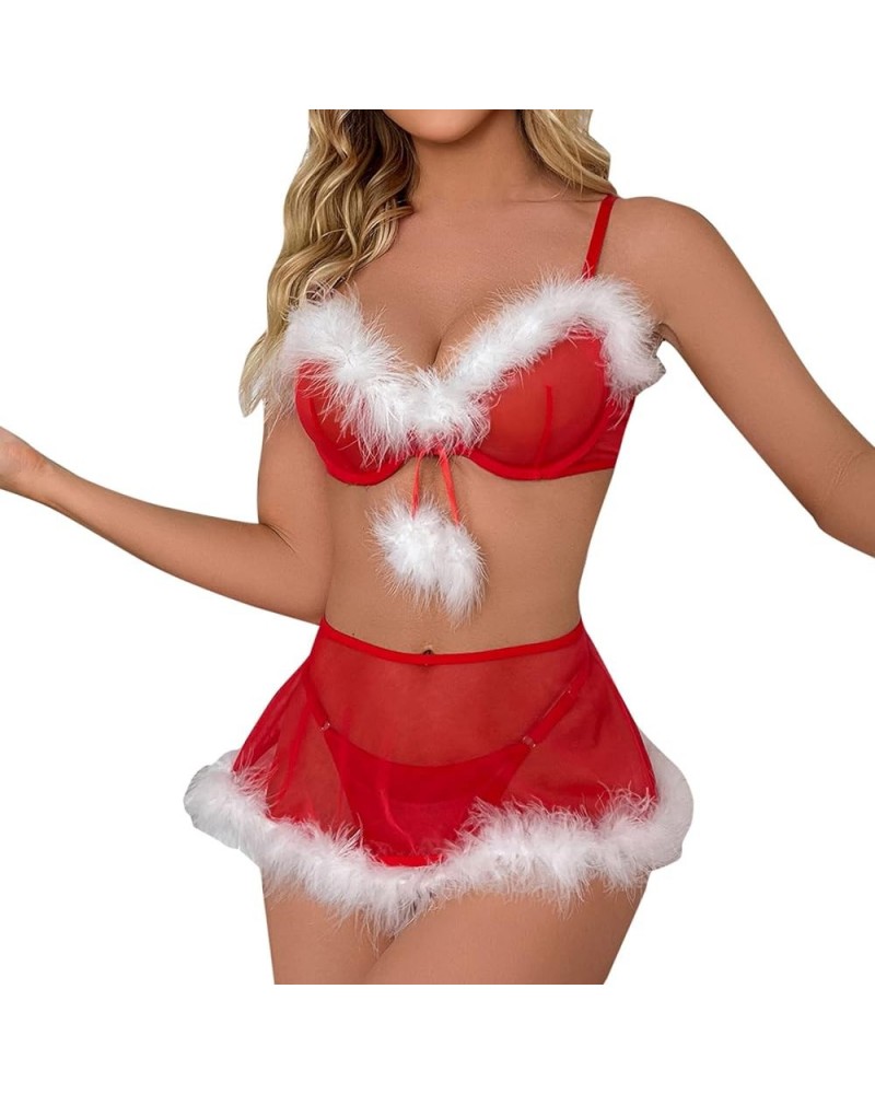 Sexy Christmas Lingerie Bodysuit For Women 2023 Naughty Plus Size Santa Exotic Teddy Babydoll Satin Velvet Bowknot Sleepwear ...