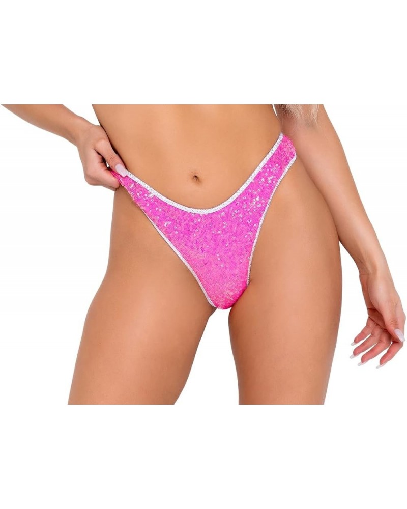 Women's Sequin Thong Back Bottom for Rave/Festival Hot Pink $12.62 Others