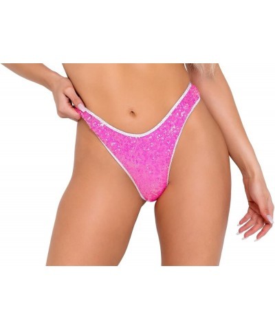 Women's Sequin Thong Back Bottom for Rave/Festival Hot Pink $12.62 Others