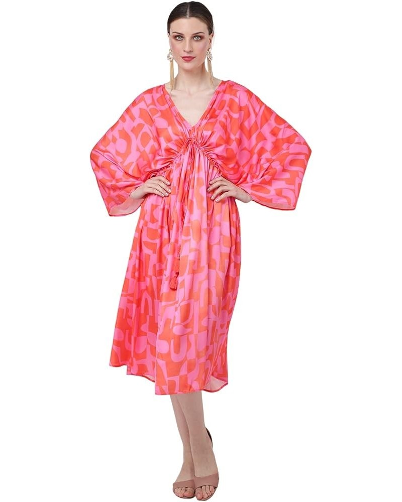 Kaftan Dresses - Long Caftan for Women with Pockets - Holiday Dress Loungewear & Beach Ready Cover-Ups 166-vermillion $11.75 ...