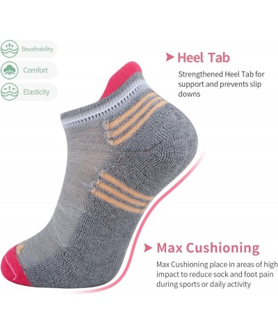 Womens Ankle Cushioned Socks 6 Pack Athletic Low Cut Socks with Heel Tab for Running Sports Pink $14.49 Activewear