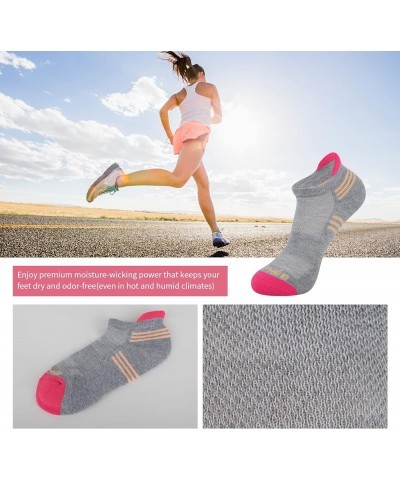 Womens Ankle Cushioned Socks 6 Pack Athletic Low Cut Socks with Heel Tab for Running Sports Pink $14.49 Activewear