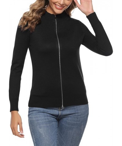 Womens Long Sleeve Knitted Sweater Zip Up Sweatshirts Casual Lightweight Jacket S-XXL Black $15.25 Hoodies & Sweatshirts