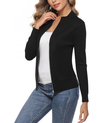 Womens Long Sleeve Knitted Sweater Zip Up Sweatshirts Casual Lightweight Jacket S-XXL Black $15.25 Hoodies & Sweatshirts