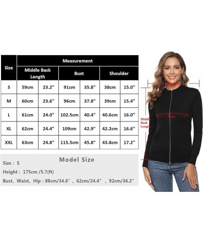 Womens Long Sleeve Knitted Sweater Zip Up Sweatshirts Casual Lightweight Jacket S-XXL Black $15.25 Hoodies & Sweatshirts