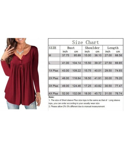 Womens Summer Plus Size Tunic Tops Short Sleeve Blouses Casual Floral Henley Shirts Short Sleeve Color_25 $13.19 Tops