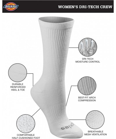 Women's Dritech Advanced Moisture Wicking Crew Sock (6/12 Packs) White Solid (6 Pairs) $10.82 Socks