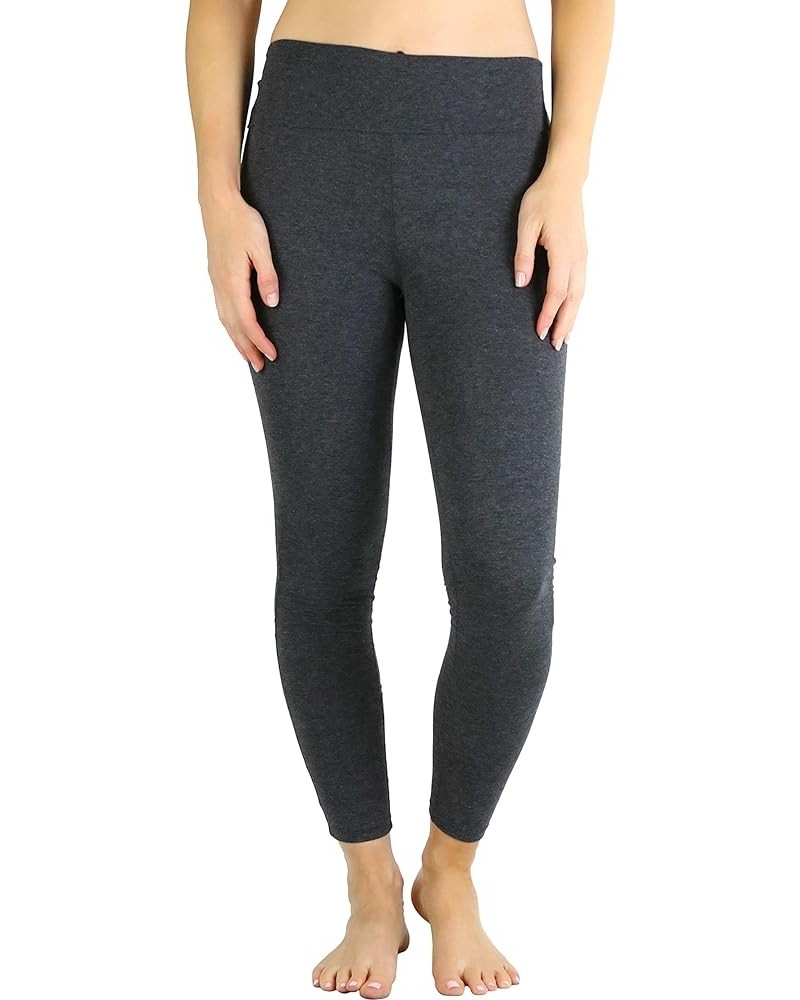 Women's Low Rise Sweatpants w/Fold-Over Waistband Fold Over Elastic Waist Skinny Leg Leggings - Charcoal Grey $8.80 Activewear