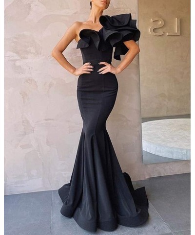 Women's Mermaid One Shoulder Ruffles Long Prom Dress Evening Gown Grape $37.40 Dresses